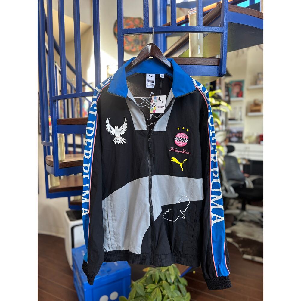 Puma x KidSuper Studios Track Jacket Black Blue Size L (NWT)